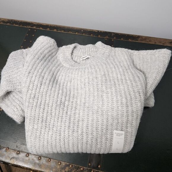 SONOMA CREW NECK CABLE KNIT SWEATER WOMENS Size Large GRAY NWT - Picture 1 of 5